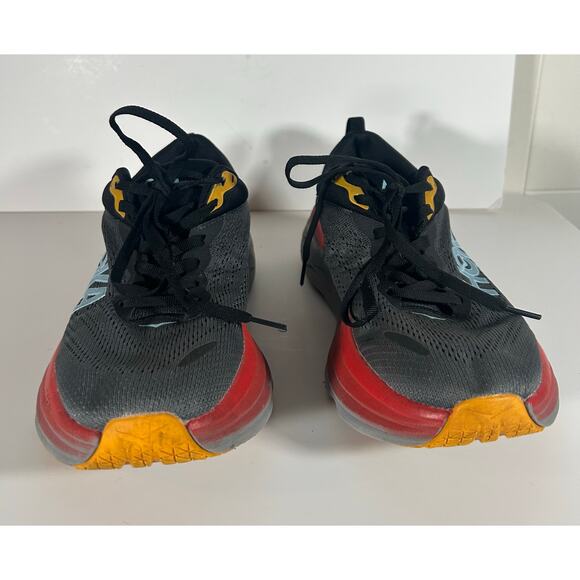 Hoka One One Bondi 8 Shoes Men 9.5 D Gray Black Red Running Sneakers Athletic - Picture 3 of 11